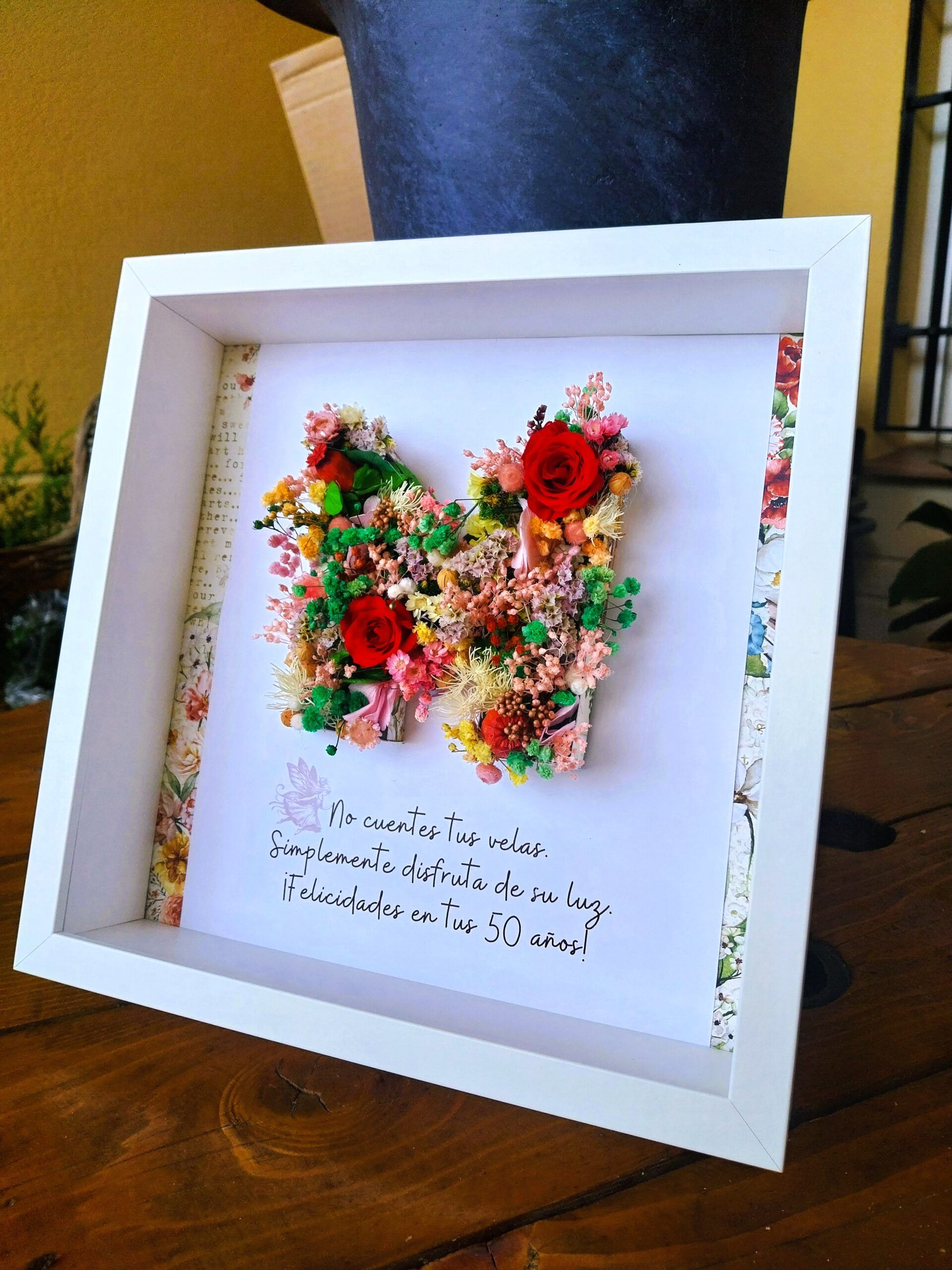 Cuadro con letra de flores 4 Cuadro con letra de flores 4