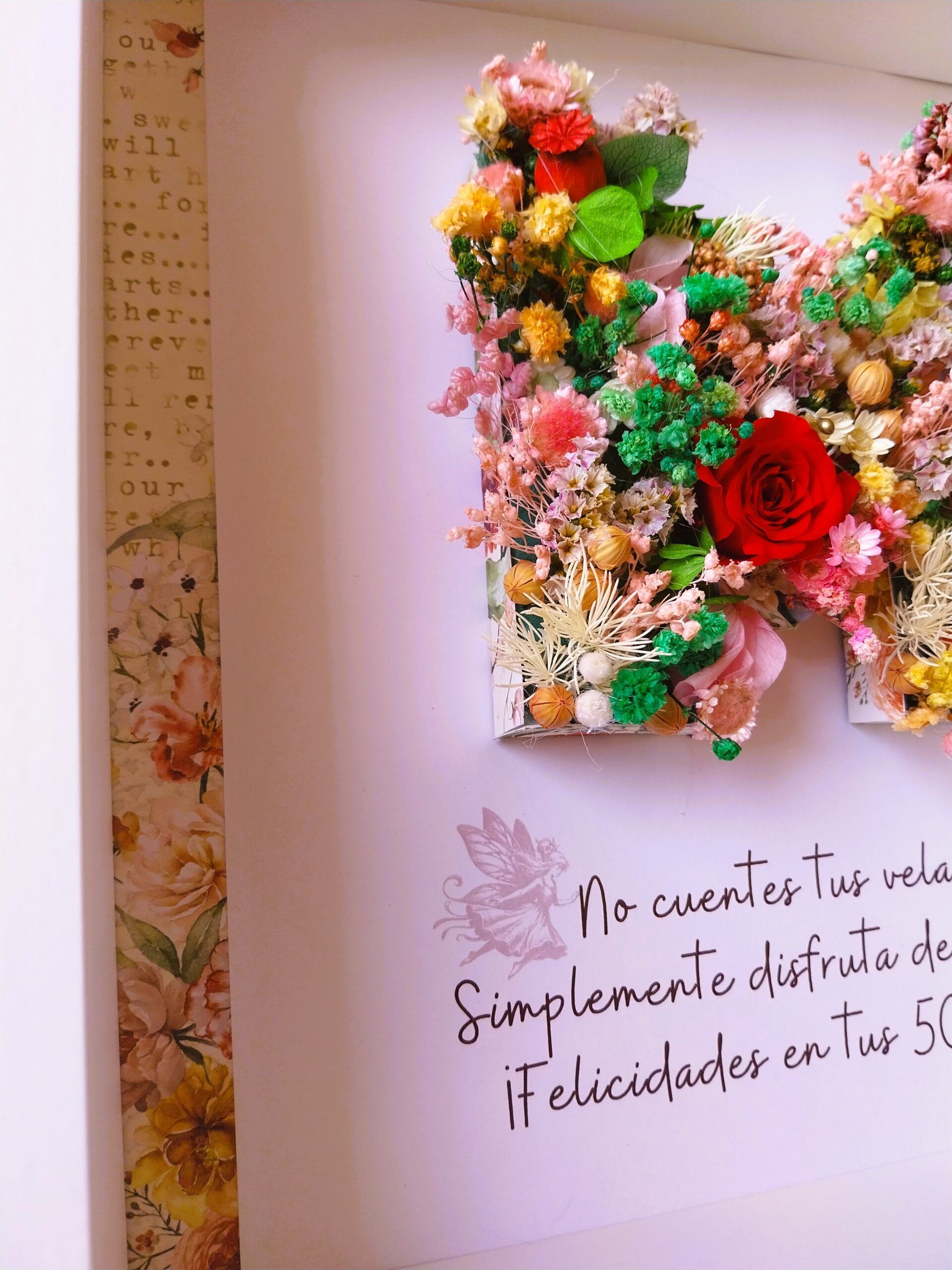 Cuadro con letra de flores 6 Cuadro con letra de flores 6